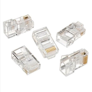 100pcs RJ 45 Connector FTP UTP CAT5E CAT6 8 Ports Internet Netwok Connector Gold Plated Crystal Head